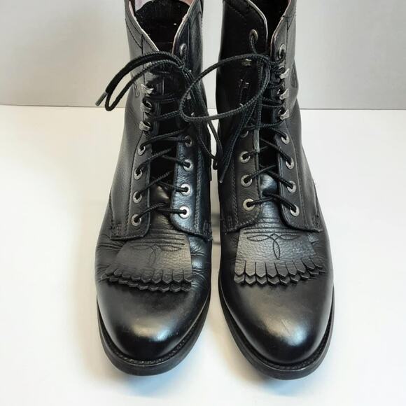 Ariat Black Leather Lace-Up Boots - Picture 1 of 8